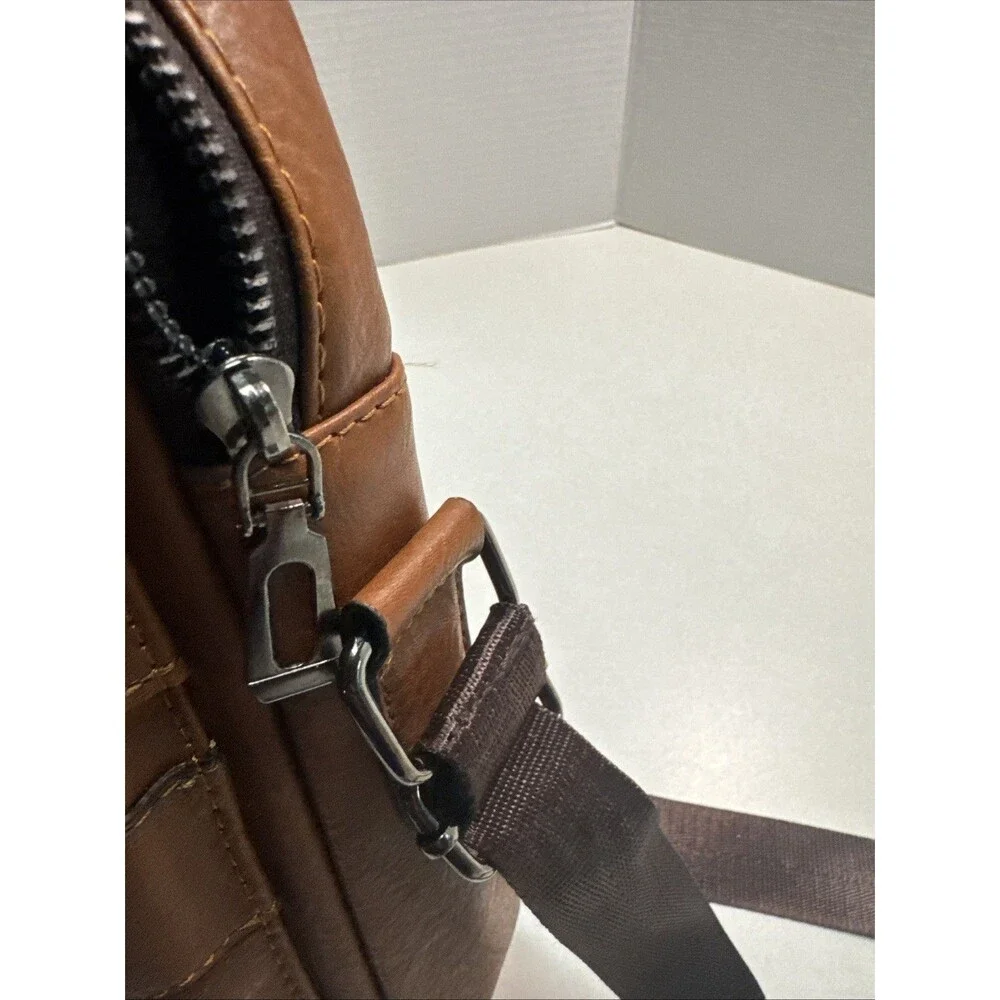 WEIXIER Brown Faux Leather Crossbody Sling Bag Men's Shoulder Bag